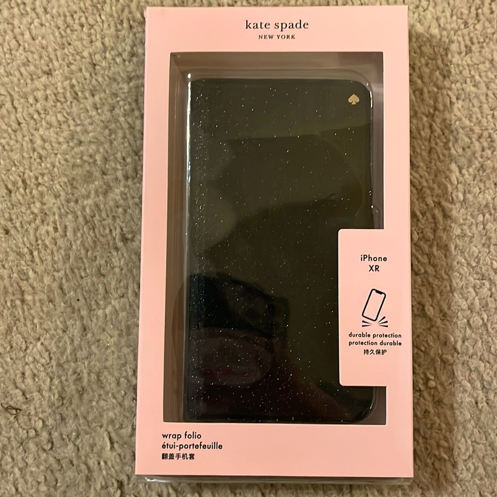 Shimmer black Kate Spade folio wrap IPhone XR phone case